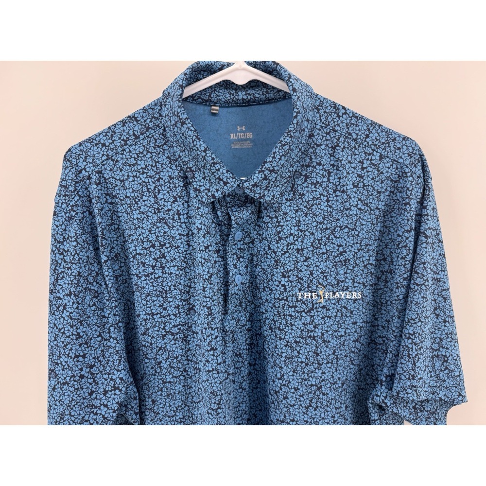 The Players UNDER ARMOUR Golf Polo Shirt TPC Sawgrass Floral Blue Men's XL - Picture 3 of 9